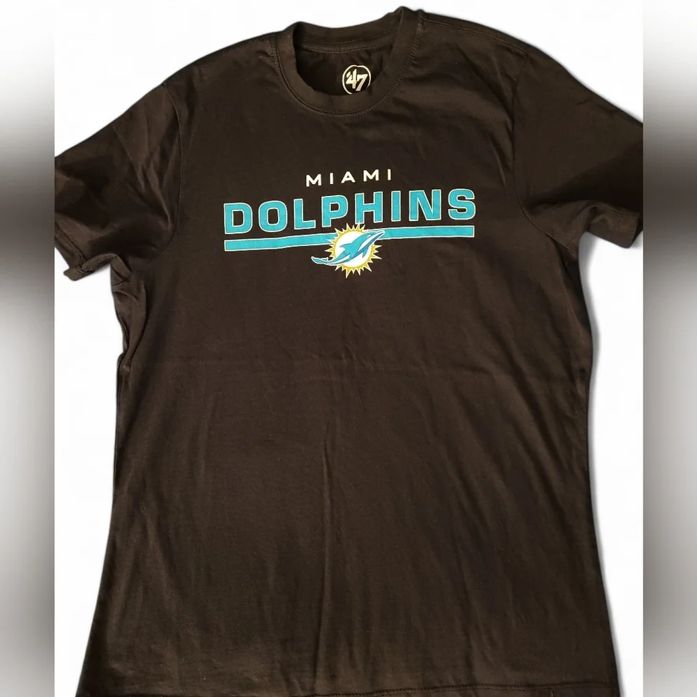 Miami Dolphins 47 Brand Fitted Tee Black Womens NFL Shirt M/L